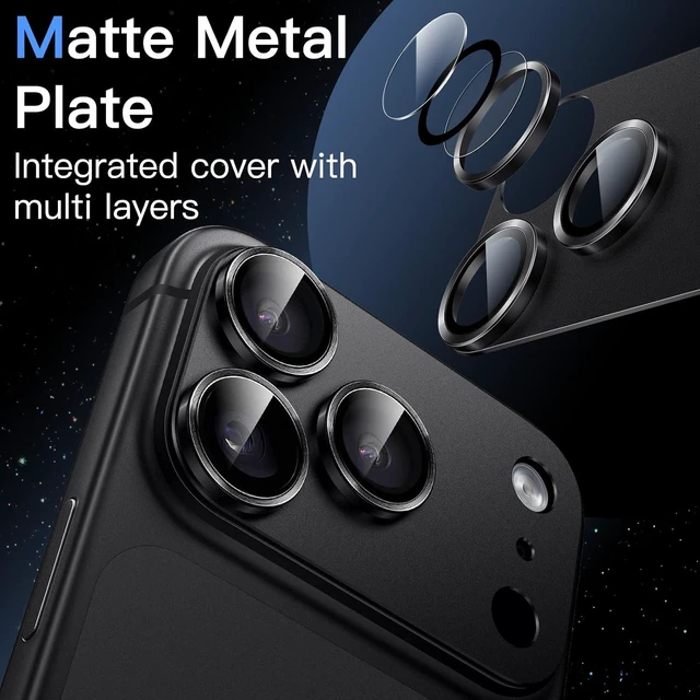 Alt view image 3 of 7 - Camera Lens Protector for iPhone 18 Pro 1-Pack Black