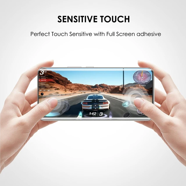 Alt view image 6 of 7 - Screen Protector for OnePlus 12R Tempered Glass UV Set - 3 Pack Edge to Edge Full Coverage 9H Hardness Scratch Resistant Touch Sensitive