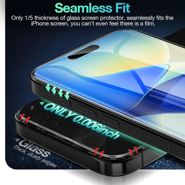 Alt view image 3 of 7 - 3 Pack Flexible Film Screen Protector for iPhone 16 Pro Max Non-breakable Soft TPU Hydrogel Film for iPhone 16 Pro Max Screen Protector Film (NOT Glass)