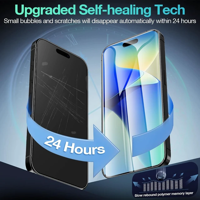 Alt view image 4 of 7 - 3 Pack Flexible Film Screen Protector for iPhone 16 Pro Max Non-breakable Soft TPU Hydrogel Film for iPhone 16 Pro Max Screen Protector Film (NOT Glass)