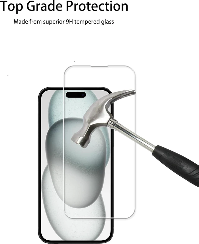 Alt view image 5 of 7 - Easy Alignment Frame Designed For iPhone15 Tempered Glass Screen Protector 2-Pack Camera Lens Protector Film 2-Pack