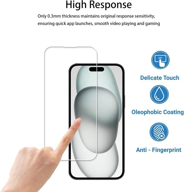 Alt view image 6 of 7 - Easy Alignment Frame Designed For iPhone15 Tempered Glass Screen Protector 2-Pack Camera Lens Protector Film 2-Pack