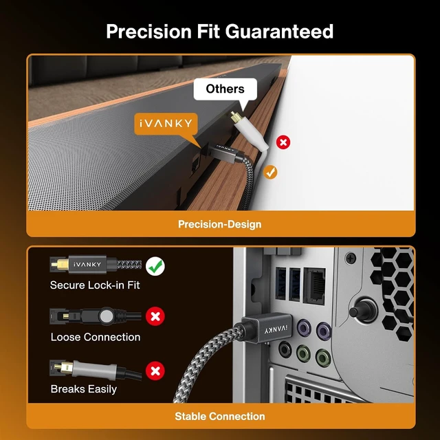 Alt view image 5 of 7 - Optical Audio Cable 10ft Toslink Fiber Optic S/PDIF Digital Audio