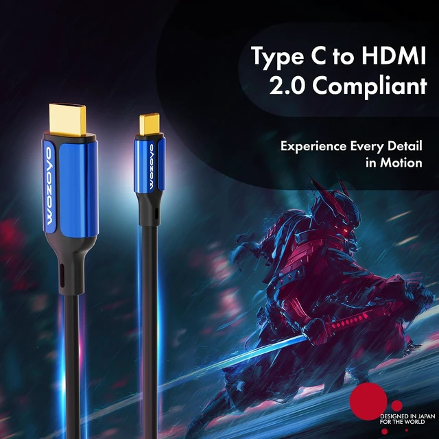 Alt view image 2 of 7 - Type-C to HDMI 2.0 Cable 4K@60Hz Ultra HD 3.3 Feet 18Gbps High-Speed Transfer Pure Copper & 24K Gold-Plated Male to Male Connectors Compatible with TV Laptop Type-C Smartphone Projector
