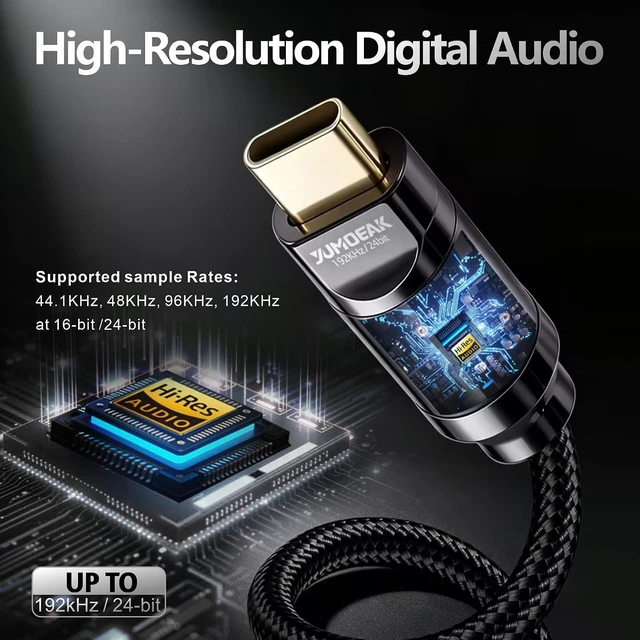 Alt view image 3 of 6 - USB C to Toslink Optical Audio Cable Unidirectional Type-C to SPDIF Cord