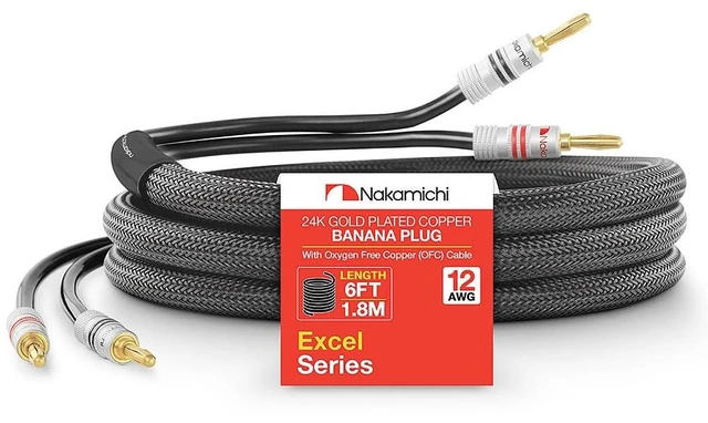 Main image of 24k Gold Plated Banana Plugs with 12 AWG Speaker Cable 99.9% OFC