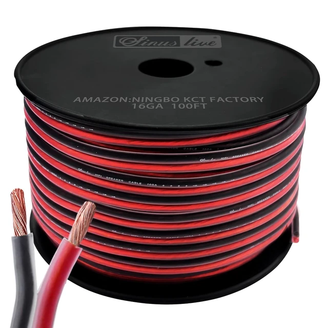 Main image of Sinus Live 16 AWG Gauge Speaker Wire Speaker Cable Stereo Car or Home Theater Red and Black CCAM (100FT CCAM)