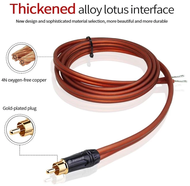 Alt view image 3 of 7 - Gold-Plated RCA to Bare Wire Speaker Cable - 14AWG OFC Copper Audio Cable for Subwoofers Amps & Home Theater Dual PVC Shielded Zero-Noise(16.4FT 1PCS)