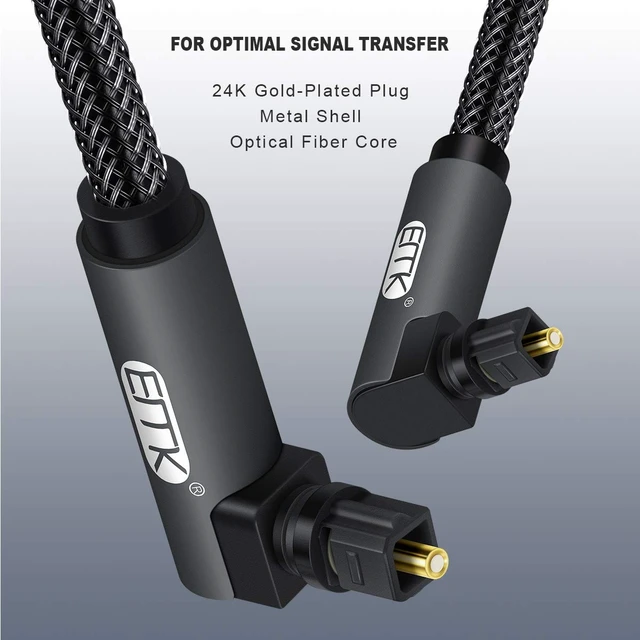 Alt view image 4 of 7 - Upgraded Double 90 Degree Optical Audio Cable Free-Rotating Toslink Plug Nylon Braided S/PDIF Digital Right Angle Optical Male to Male Cable for Home Theater Sound Bar TV(3.3ft/1m)