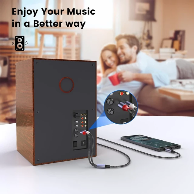 Alt view image 3 of 6 - 3.5mm to RCA Cable Headphone to RCA Cable AUX to RCA Audio Cable 3FT