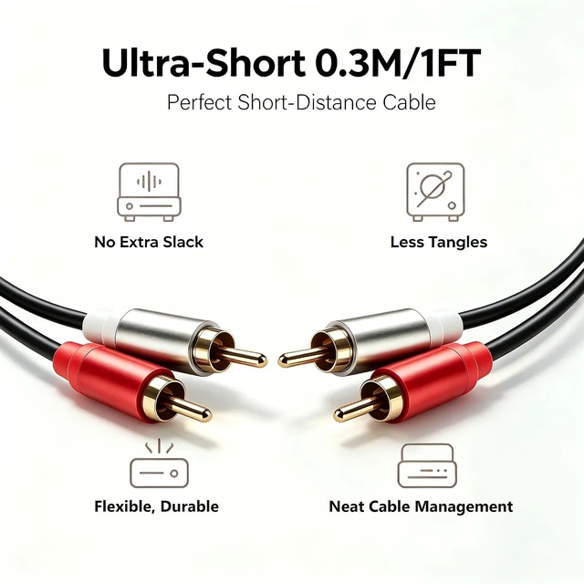 Alt view image 5 of 7 - 2Pack 2RCA to 2RCA Cable Male to Male for Subwoofer Speaker
