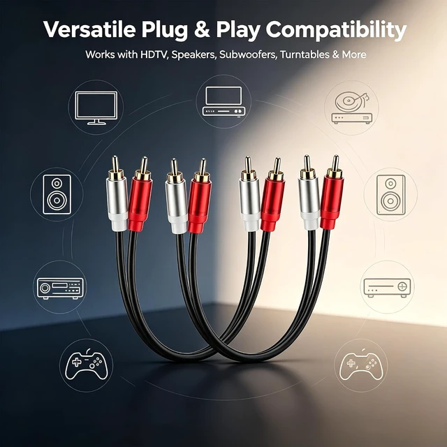 Alt view image 6 of 7 - 2Pack 2RCA to 2RCA Cable Male to Male for Subwoofer Speaker