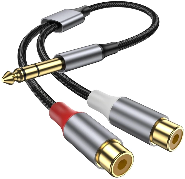 Main image of 6.35 mm to 2RCA Cable 6.35mm 1/4 Inch to 2 RCA Plug Audio Insert Cable Gold Plated 1/4 Male to Dual RCA Female Y Spliter Adapter Cable for Guitar Piano Speaker.