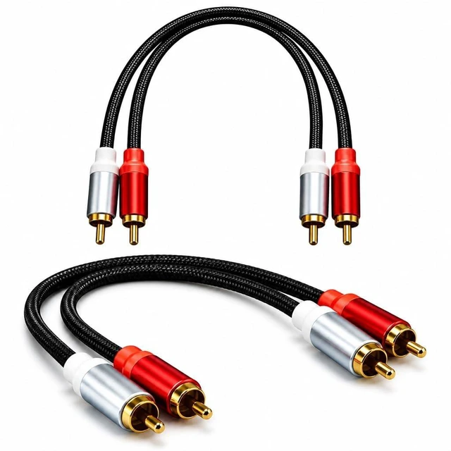 Main image of 2 Pcs Short 2RCA to 2RCA Audio Cables 1FT Home Cinema Rca Video Cables