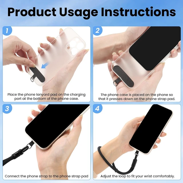 Alt view image 3 of 7 - Phone Lanyard Anti Theft Phone Wrist Strap with 2 Tether Tabs