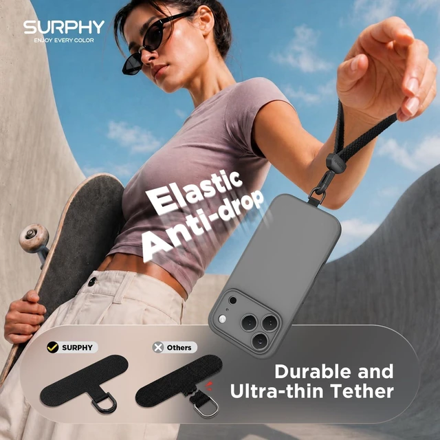 Alt view image 7 of 7 - Elastic Phone Wrist Strap Phone Lanyard Key Chain Lanyards