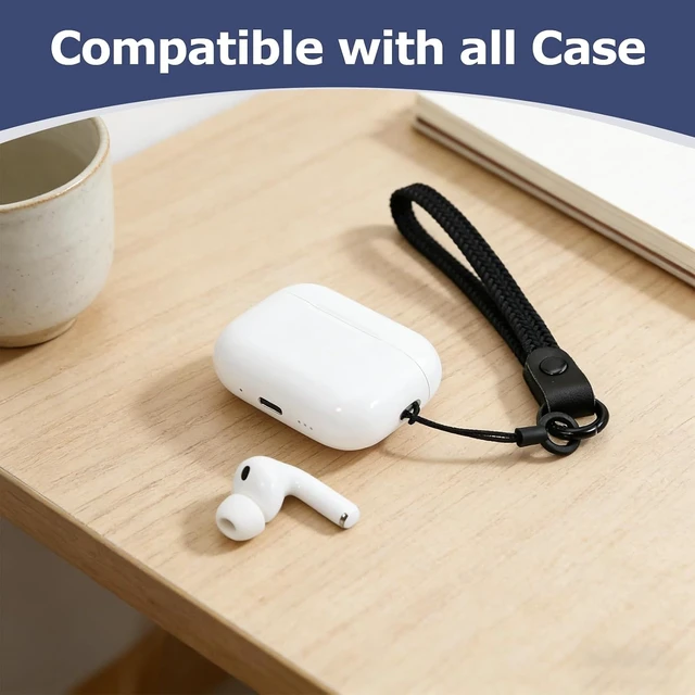 Alt view image 3 of 7 - Elastic Nylon Wrist Lanyard for AirPods Case Anti-Lost Strap for AirPods 1/2/3/Pro/Pro 2 Charging Case Multi-Functional Wrist Strap for Phones Keys Cameras Small Gadgets Black