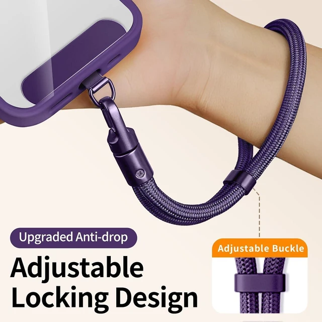 Alt view image 3 of 7 - Lanyard for Phone Self-Locking Phone Wrist Strap with 0.4mm Ultra-Thin Clip & 360° Hook Anti-Drop and Anti-Theft Cell Phone Strap Fit iPhone (Purple)