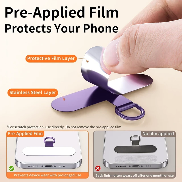 Alt view image 5 of 7 - Lanyard for Phone Self-Locking Phone Wrist Strap with 0.4mm Ultra-Thin Clip & 360° Hook Anti-Drop and Anti-Theft Cell Phone Strap Fit iPhone (Purple)