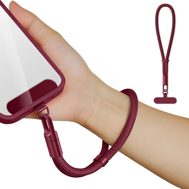 Main image of Lanyard for Phone Self-Locking Phone Wrist Strap with 0.4mm Ultra-Thin Clip & 360° Hook Anti-Drop and Anti-Theft Cell Phone Strap Fit iPhone(Burgundy)