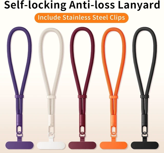 Alt view image 2 of 7 - Lanyard for Phone Self-Locking Phone Wrist Strap with 0.4mm Ultra-Thin Clip & 360° Hook Anti-Drop and Anti-Theft Cell Phone Strap Fit iPhone (Camel)