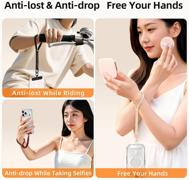 Alt view image 4 of 7 - Lanyard for Phone Self-Locking Phone Wrist Strap with 0.4mm Ultra-Thin Clip & 360° Hook Anti-Drop and Anti-Theft Cell Phone Strap Fit iPhone(Burgundy)