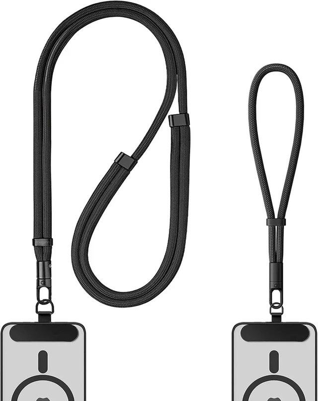 Main image of Phone Lanyard 2 Pack - Anti-Theft Adjustable Cell Phone Crossbody Neck & Wrist Strap with 2 Metal Tabs Secure Fit for Most Phone Cases Fits iPhone Google