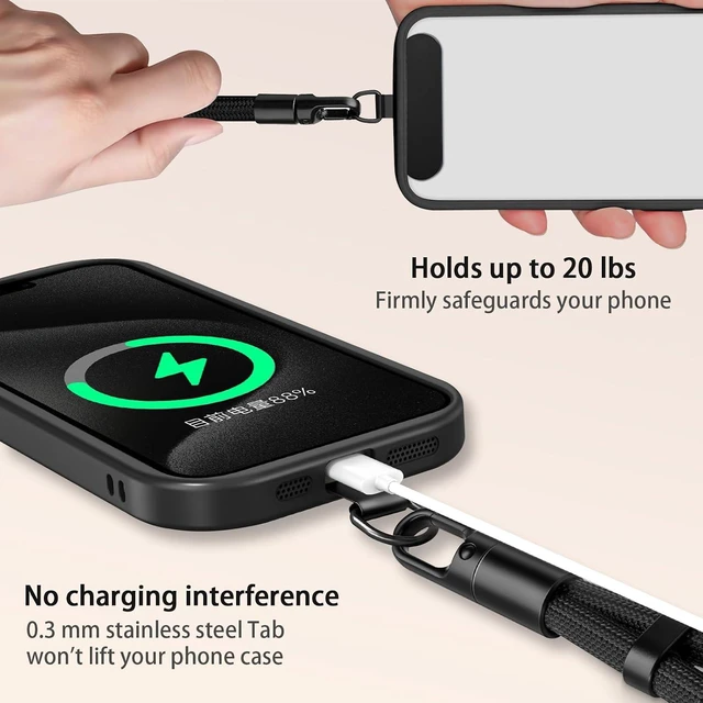 Alt view image 4 of 7 - Phone Lanyard 2 Pack - Anti-Theft Adjustable Cell Phone Crossbody Neck & Wrist Strap with 2 Metal Tabs Secure Fit for Most Phone Cases Fits iPhone Google