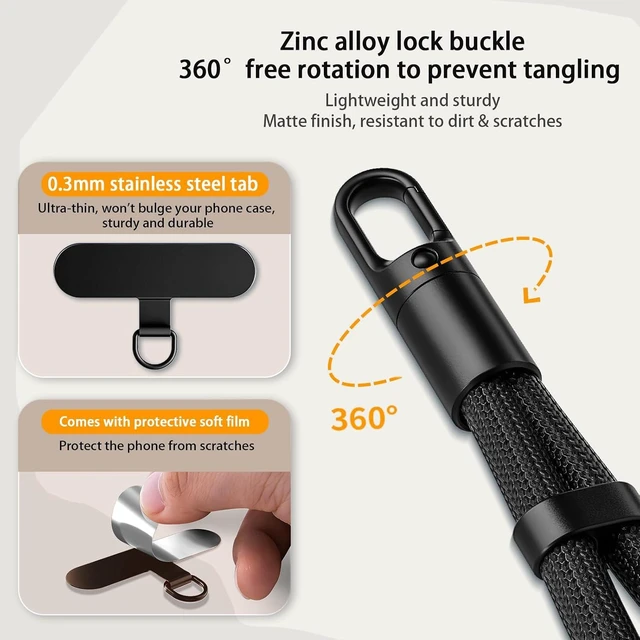 Alt view image 7 of 7 - Phone Lanyard 2 Pack - Anti-Theft Adjustable Cell Phone Crossbody Neck & Wrist Strap with 2 Metal Tabs Secure Fit for Most Phone Cases Fits iPhone Google