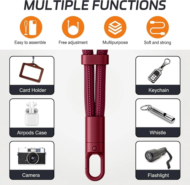 Alt view image 7 of 7 - 2 Pack Phone Lanyard 2×Phone Wrist Strap 4×Tether Tabs Universal Cell Phone Multifuctional Patch Polyester Lanyards Cell Phone Hand Strap for Women and Men(wine+light camel)
