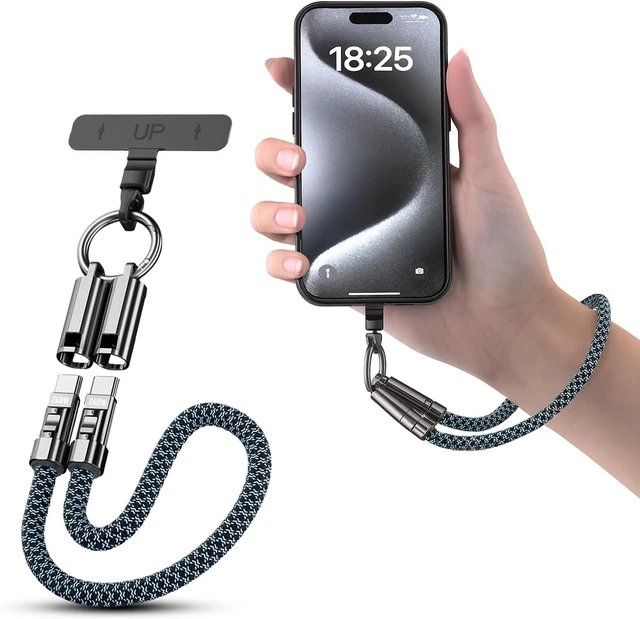 Main image of Phone Wrist Strap Lanyard 240W USB-C Charging Cable 1ft 30cm