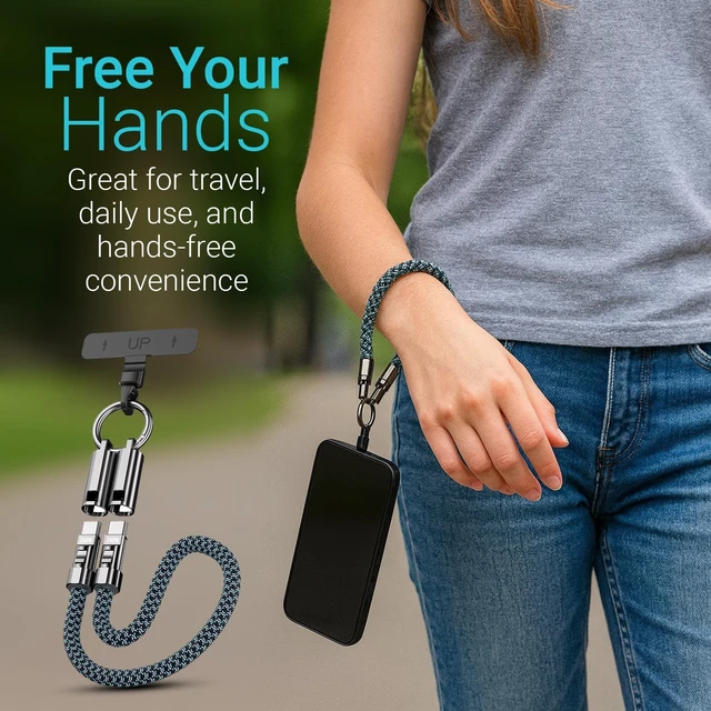 Alt view image 2 of 7 - Phone Wrist Strap Lanyard 240W USB-C Charging Cable 1ft 30cm