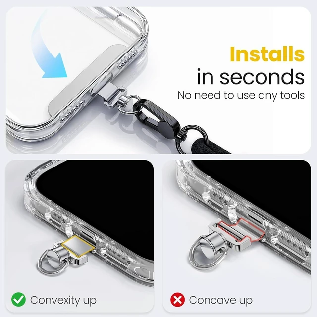 Alt view image 3 of 7 - 360° Rotatable Stainless Steel Phone Tether Tab - 3 Pack