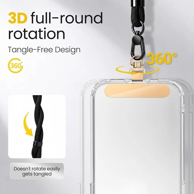 Alt view image 7 of 7 - 360° Rotatable Stainless Steel Phone Tether Tab - 3 Pack
