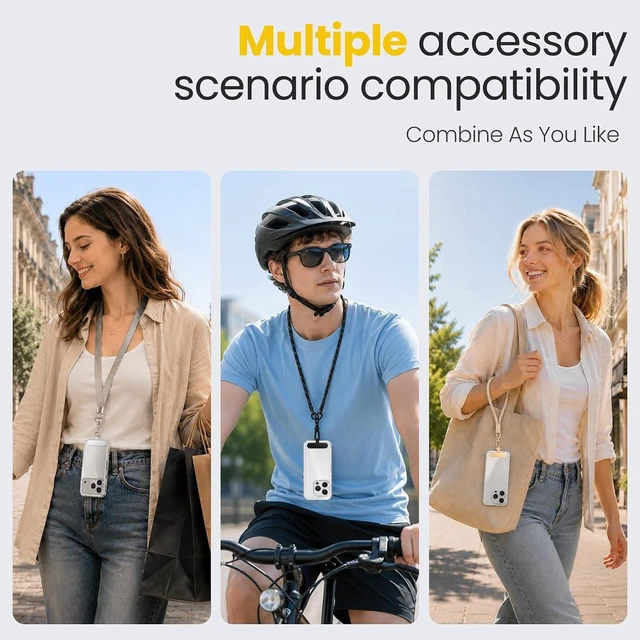 Alt view image 6 of 7 - 360° Rotatable Stainless Steel Phone Tether Tab - 3 Pack