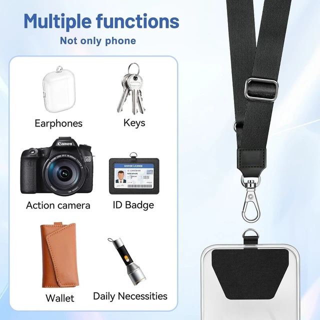 Alt view image 6 of 6 - Phone Lanyard Universal Adjustable Neck Strap for Phone Case Keys ID Badges Cell Phone Lanyard Compatible with iPhone Most Smartphones 2 Pack Black Black