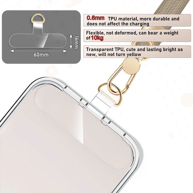 Alt view image 5 of 7 - Cell Phone Lanyard Crossbody Lanyard and Wrist Strap Premium Metal Buckle Phone Charms with 2 X Strap Patch Compatible with All Smartphone(Khaki)