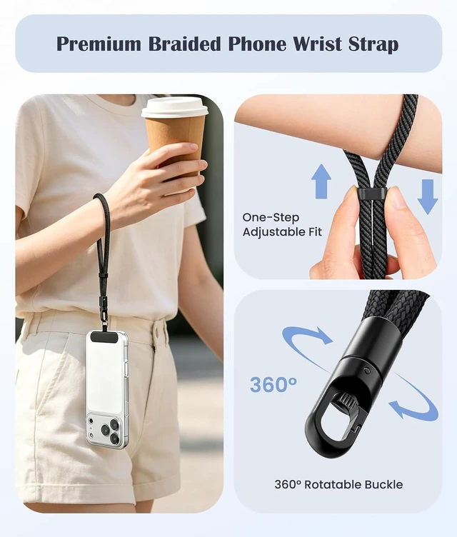 Alt view image 2 of 7 - Anti-Theft Phone Lanyard Tether with Retractable Line & Adjustable Smartphones Hand Wrist Strap Lanyard With 3 Tether Tabs Anti-Loss for iPhone Keys Gadgets