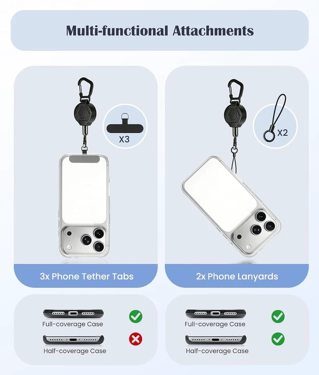 Alt view image 4 of 7 - Anti-Theft Phone Lanyard Tether with Retractable Line & Adjustable Smartphones Hand Wrist Strap Lanyard With 3 Tether Tabs Anti-Loss for iPhone Keys Gadgets