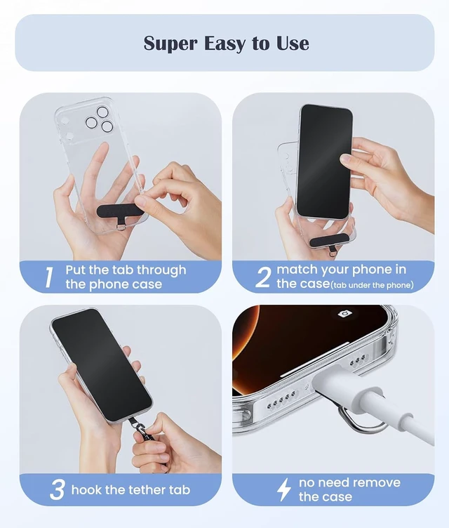 Alt view image 5 of 7 - Anti-Theft Phone Lanyard Tether with Retractable Line & Adjustable Smartphones Hand Wrist Strap Lanyard With 3 Tether Tabs Anti-Loss for iPhone Keys Gadgets