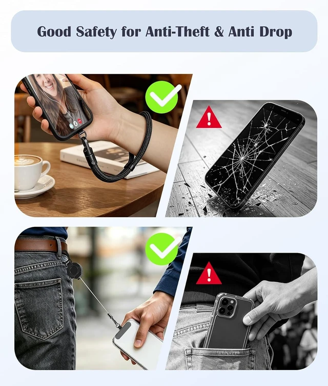 Alt view image 7 of 7 - Anti-Theft Phone Lanyard Tether with Retractable Line & Adjustable Smartphones Hand Wrist Strap Lanyard With 3 Tether Tabs Anti-Loss for iPhone Keys Gadgets