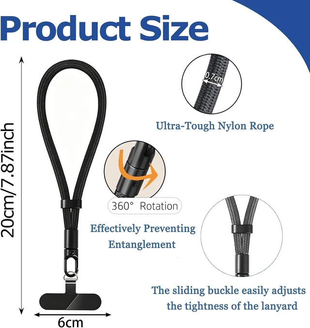 Alt view image 2 of 7 - Anti Theft Phone Wrist Strap Adjustable Cell Phone Lanyard with Tether Tabs