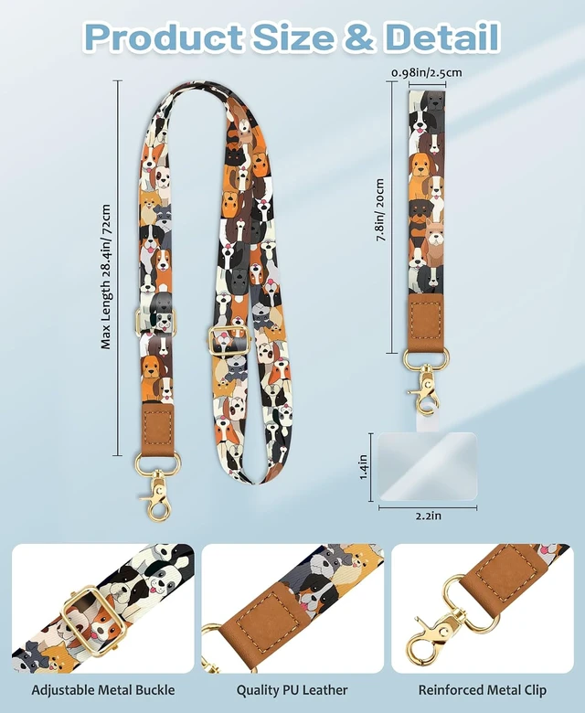 Alt view image 6 of 7 - Phone Lanyard Crossbody Strap Wrist Neck Adjustable Women Dog