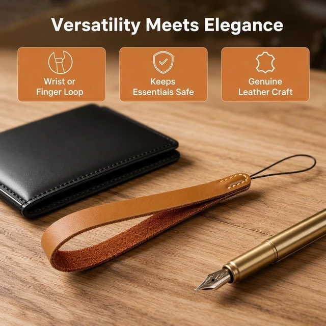 Alt view image 2 of 6 - Small Leather Wristlet Strap - Scratch-Free No Metal