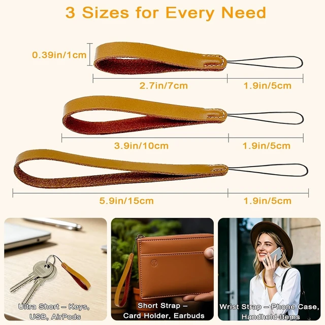 Alt view image 6 of 6 - Small Leather Wristlet Strap - Scratch-Free No Metal