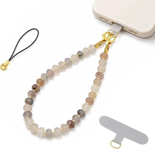 Main image of Phone Wrist Strap Beaded Lanyard for Women bracelet phone strap Natural Stone Charm Wristlet Cute Boho for secure everyday