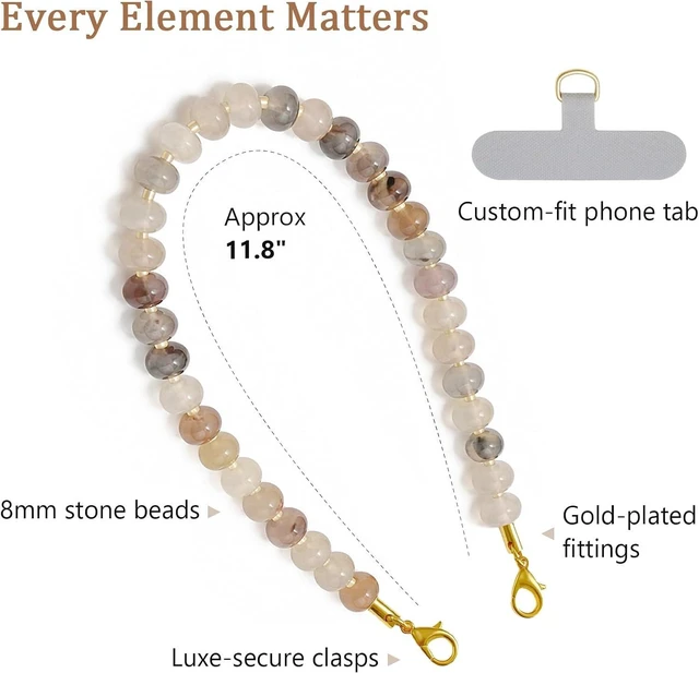 Alt view image 2 of 7 - Phone Wrist Strap Beaded Lanyard for Women bracelet phone strap Natural Stone Charm Wristlet Cute Boho for secure everyday