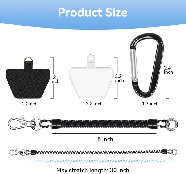 Alt view image 5 of 7 - Phone Lanyard Tether Stretchy Phone Strap Patch Anchor Outdoor Climbing Hook Compatible for Most Smartphones