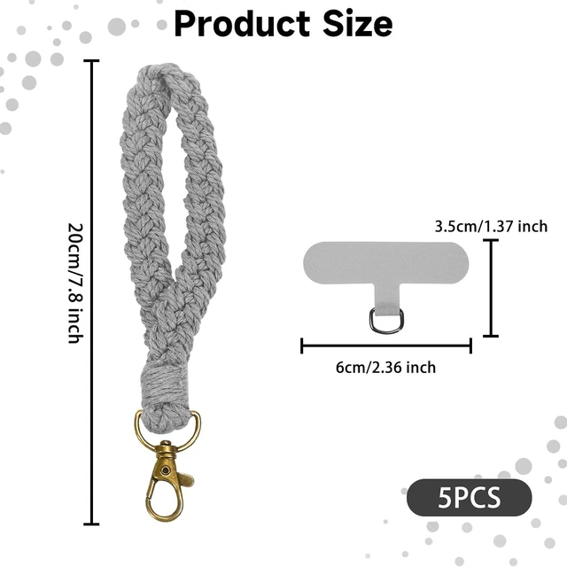Alt view image 2 of 7 - 5PCS Phone Wrist Strap with 5PCS Tether Tab Keychain Wristlet Lanyard Cell Phone Wristlet Keychain for Women Boho Macrame Handmade Phones Lanyard Wrist with Tether Tab for Keys ID