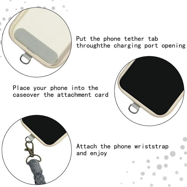 Alt view image 6 of 7 - 5PCS Phone Wrist Strap with 5PCS Tether Tab Keychain Wristlet Lanyard Cell Phone Wristlet Keychain for Women Boho Macrame Handmade Phones Lanyard Wrist with Tether Tab for Keys ID